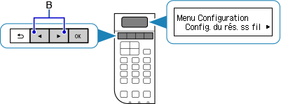 Écran Menu Configuration : Sélection Config. du réseau sans fil